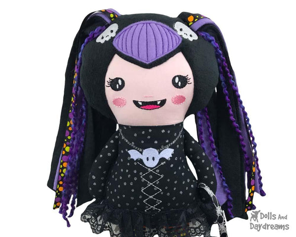 Vampire Girl Doll Machine Embroidery Pattern by Dolls And Daydreams