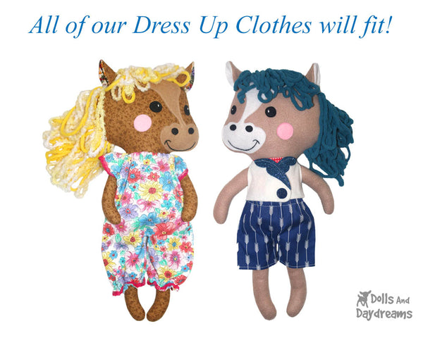 Yarn wool Hair Horse Softie Sewing Pattern DIY Kids PDF cloth Toy by Dolls And Daydream