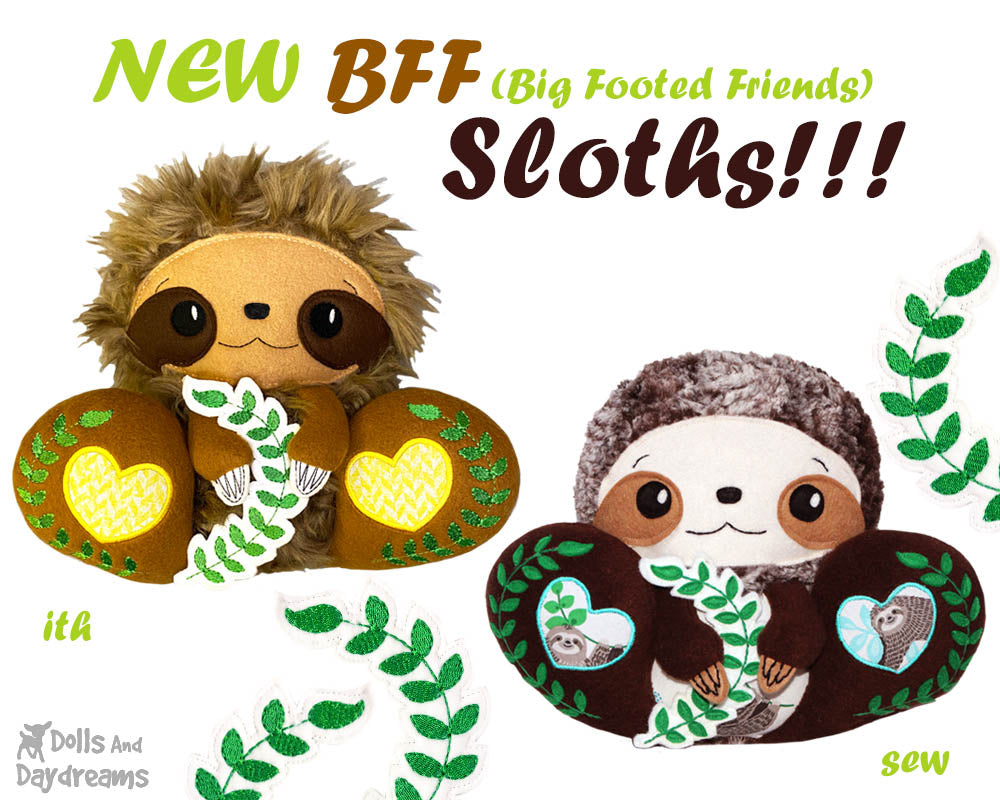 NEW BFF Sloth Sewing and Machine Embroidery Pattern