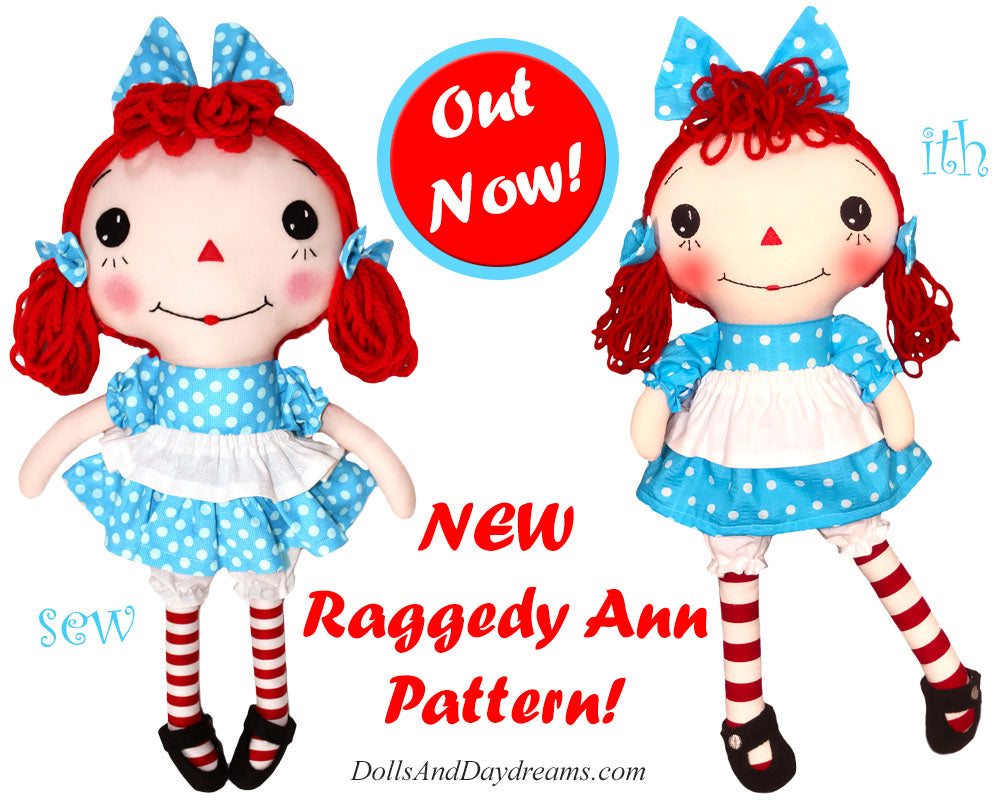 New Raggedy Ann Doll Sewing & In The Hoop Pattern Out Today!