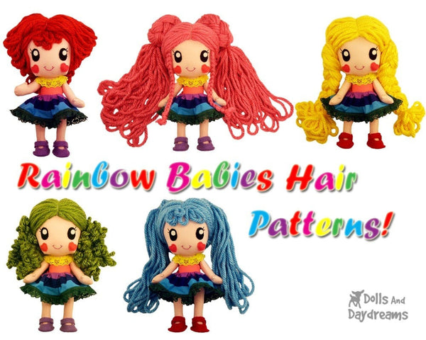 Rainbow Baby 5 Hair Wig Patterns - Dolls And Daydreams - 1