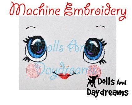 All 5 Girl Doll Face Embroidery Machine Patterns - Dolls And Daydreams - 9