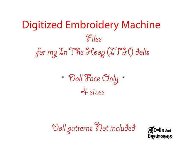 Machine Embroidery Cutie Pie Doll Face Pattern - Dolls And Daydreams - 2