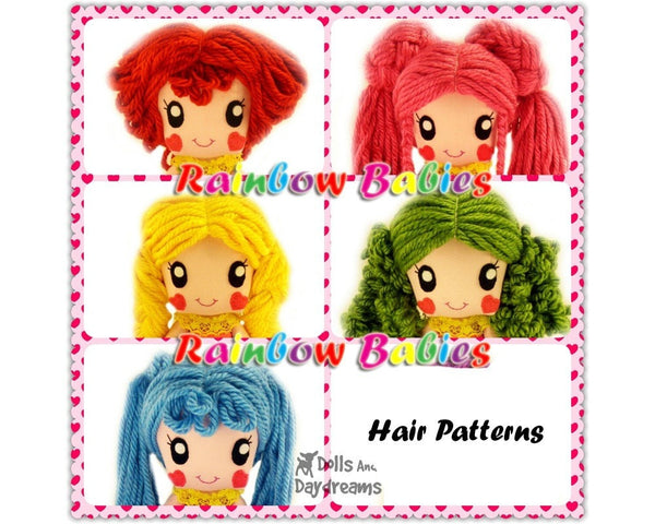 Rainbow Baby 5 Hair Wig Patterns - Dolls And Daydreams - 2