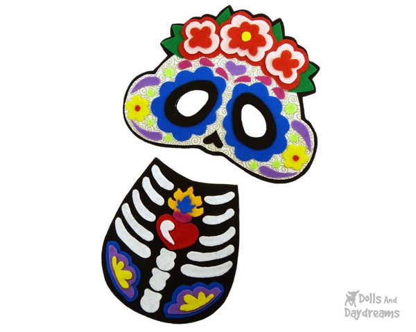 Sugar Skull Mask & Necklace Pattern - Dolls And Daydreams - 3