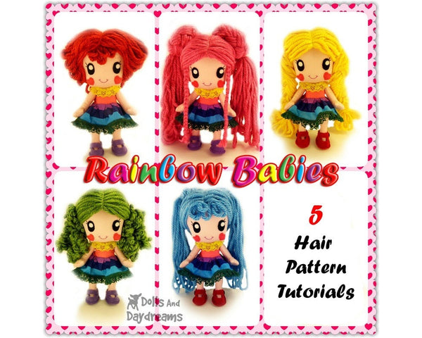 Rainbow Baby 5 Hair Wig Patterns - Dolls And Daydreams - 3