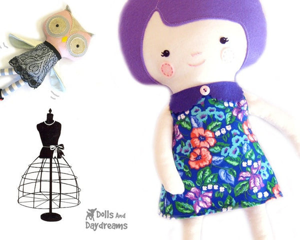 Retro Doll Dress Sewing Pattern - Dolls And Daydreams - 1