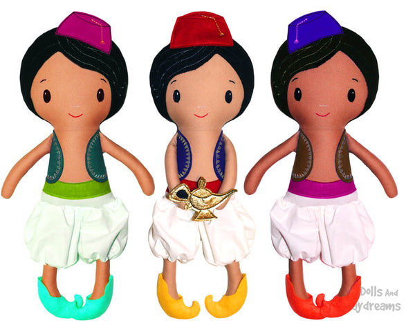  Aladdin boy cloth doll PDF Sewing Pattern by dolls and daydreams diy