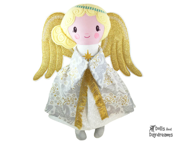 Embroidery Machine Guardian Angel Pattern Christmas tree topper cloth doll In the hoop ITH by Dolls And Daydreams