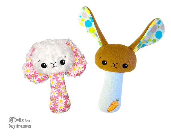 ITH Machine Embroidery BFF  Bunny Rabbit Rattle Pattern DIY Cute Plush Easter Baby cute kids soft stuffie Toy In The Hoop by Dolls And Daydreams