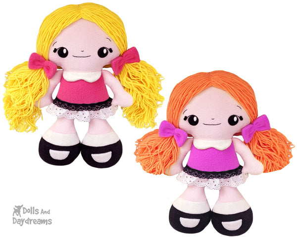 Big Foot Best Friends BFF Beauties Doll Sewing Pattern Kawaii Cute Yarn hair Girl  PDF Cloth Dolly by Dolls And Daydreams