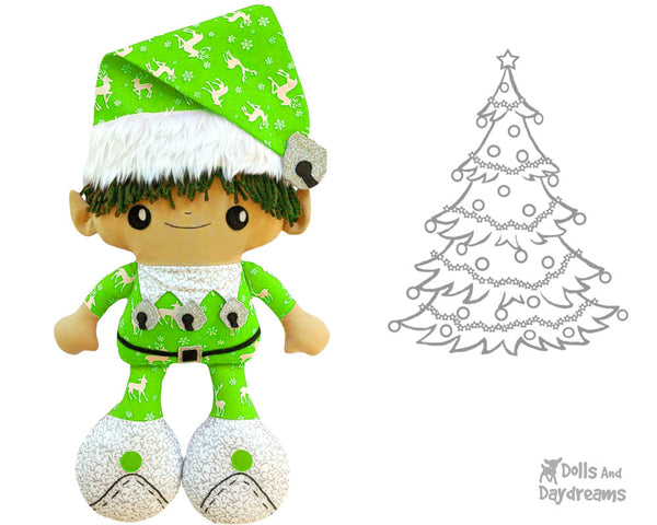 Big Foot Best Friends BFF Christmas Elf Doll Sewing Pattern Kawaii Cute Xmas Elves Cloth plush by Dolls And Daydreams