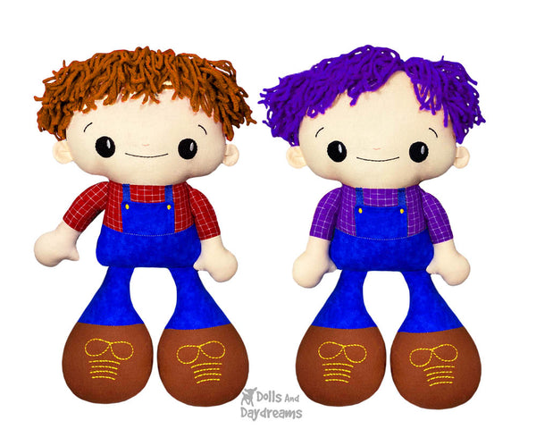 Big Footed Best Friends In The Hoop Machine Embroidery BFF Buddies Doll Pattern Kawaii Cute Cool hair Boy Toy DIY by Dolls And Daydreams