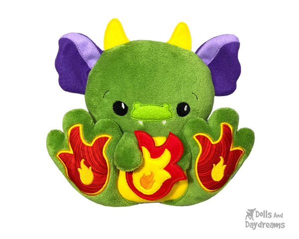 BFF Big Footed Friends In The Hoop Machine Embroidery Dragon Pattern DIY Kawaii Cute ITH Cute Plush Toy by Dolls And Daydreams