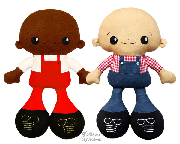 Big Foot Best Friends BFF Buddies Doll Sewing Pattern Kawaii Cute Yarn hair Boy Cloth Toy by Dolls And Daydreams
