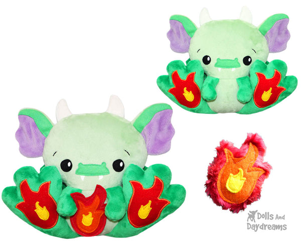 BFF Big Footed Friend Dragon Sewing Pattern DIY Kawaii Cute ITH Cute Kids Plush Softie Toy by Dolls And Daydreams
