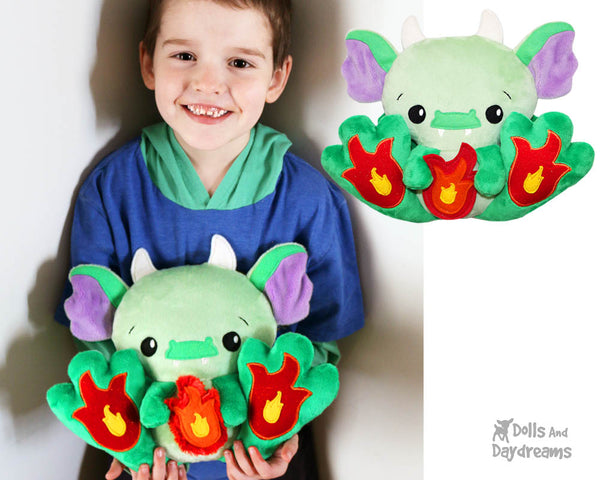 BFF Big Footed Friend Dragon Sewing Pattern DIY Kawaii Cute ITH Cute Kids Plush Childrens Toy by Dolls And Daydreams