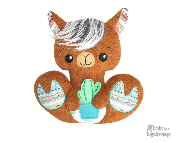 BFF Big Footed Friends Llama PDF Sewing Pattern  boho DIY Kawaii Cute Plush Alpaca Toy by Dolls And Daydreams