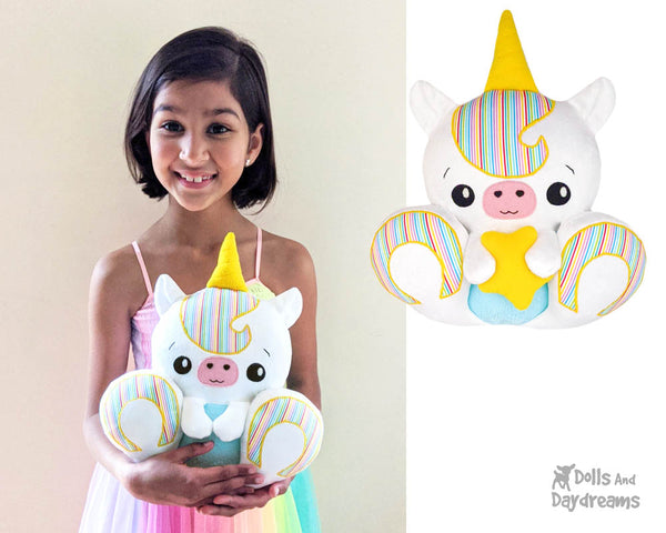 BFF Big Footed Friends Unicorn Sewing Pattern DIY Kawaii Cute Plush Toy by Dolls And Daydreams