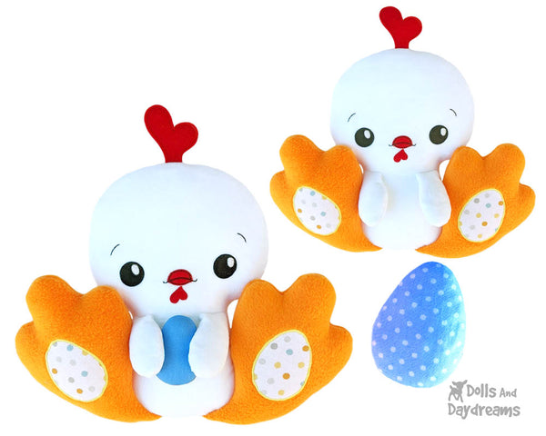 BFF Big Footed Friends Hen Cock Chicken Sewing Pattern DIY Kids Plush toy by Dolls And Daydreams