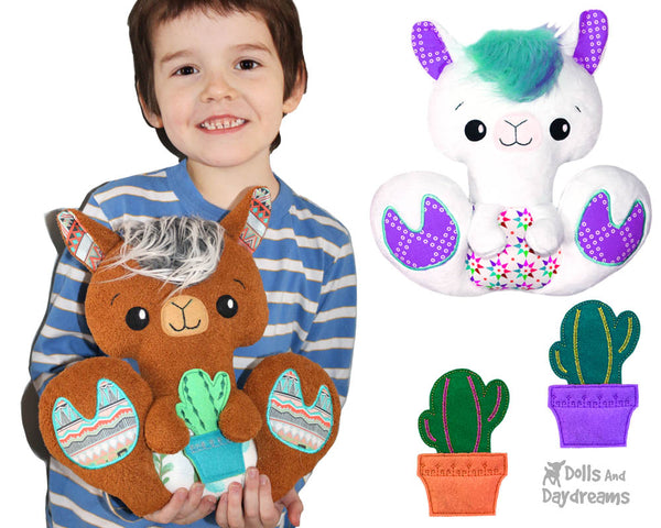 BFF Big Footed Friends Llama PDF Sewing Pattern  boho DIY Kawaii Cute Plush Alpaca childrens fabric Toy by Dolls And Daydreams