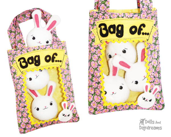Bag of Bunnies PDF Sewing Pattern Bunny Rabbit kawaii cute Easter soft toy easy plushie diy cuteness 