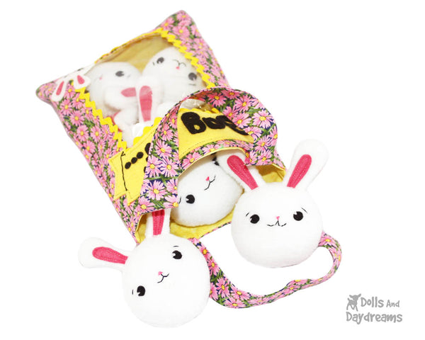 Bag of Bunnies PDF Sewing Pattern Bunny Rabbit kawaii cute Easter softie stuffy toy easy plushie diy cuteness 