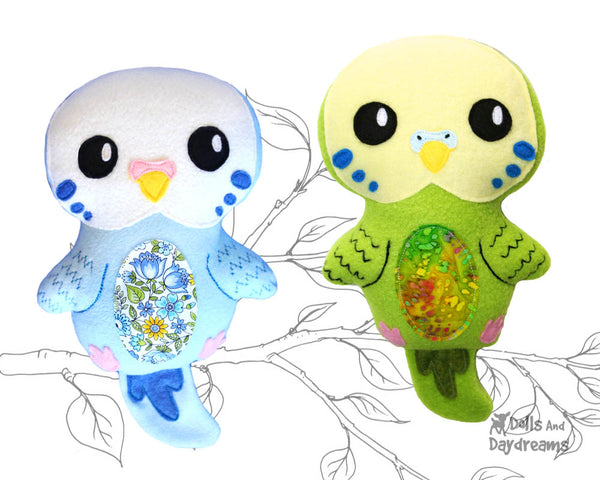 Budgerigar Parakeet Bird PDF Sewing Pattern by Dolls And Daydreams  kids DIY Soft Toy plushie