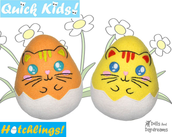 Quick Kids Kitty Cat Hatchling Easter Egg Softie Sewing Pattern Plush Toy by Dolls And Daydreams