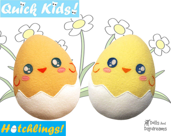 Quick Kids Chick Hatchling Easter Egg Softie Sewing Pattern Plush Toy by Dolls And Daydreams