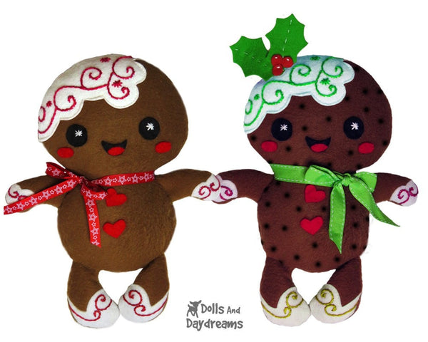 Gingerbread Christmas Pud Sewing Pattern - Dolls And Daydreams - 1