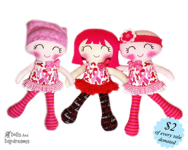Breast Cancer Doll Sewing Pattern - Cuties for a Cure - Dolls And Daydreams - 1