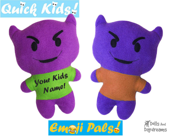 Quick Kids Devil Emoji Sewing Pattern by Dolls And Daydreams Easy DIY Soft Toy plushie
