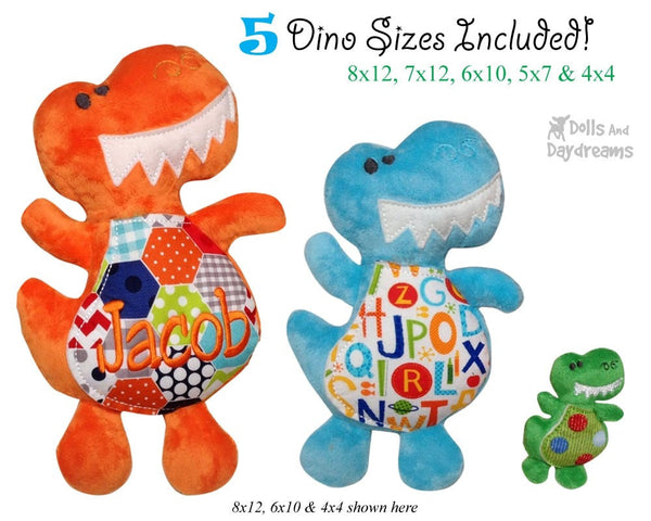 Embroidery Machine Dinosaur ITH Pattern - Dolls And Daydreams - 3