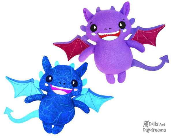 Dragon PDF Sewing Pattern cute diy softie kids toy plush by Dolls And Daydreams 
