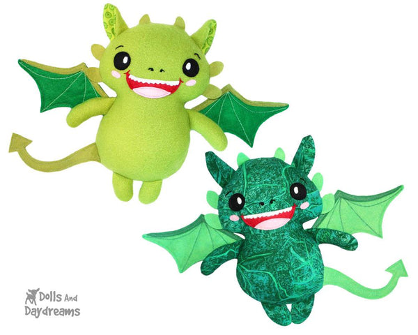 Dragon PDF Sewing Pattern cute diy kids plushie toy by Dolls And Daydreams 