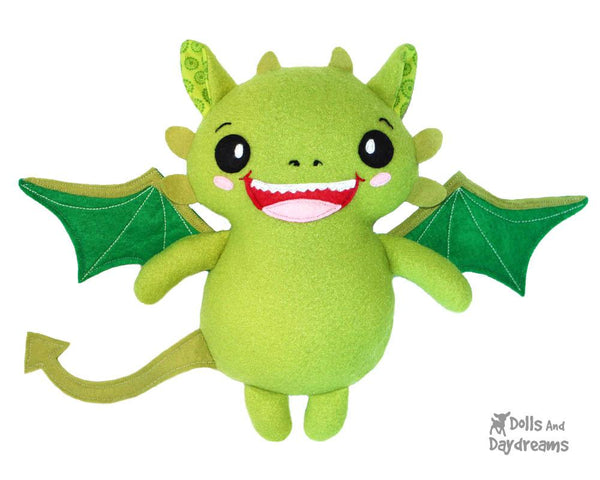 Dragon PDF Sewing Pattern cute diy soft toy plush by Dolls And Daydreams 