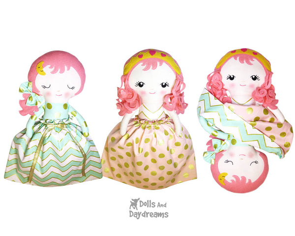 Topsy Turvy Sleeping Beauty Princess Cloth Doll Sewing Pattern kids flip dolly by Dolls And Daydreams