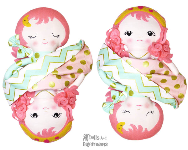 Topsy Turvy Sleeping Beauty Princess Cloth Doll Sewing Pattern kids plushie flip dolly diy toy by Dolls And Daydreams
