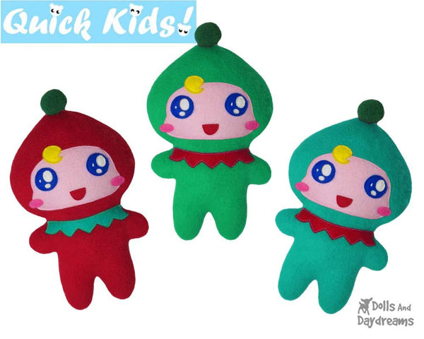 Quick Kids Christmas Elf Sewing Pattern by Dolls And Daydreams kids xmas diy plush soft toy
