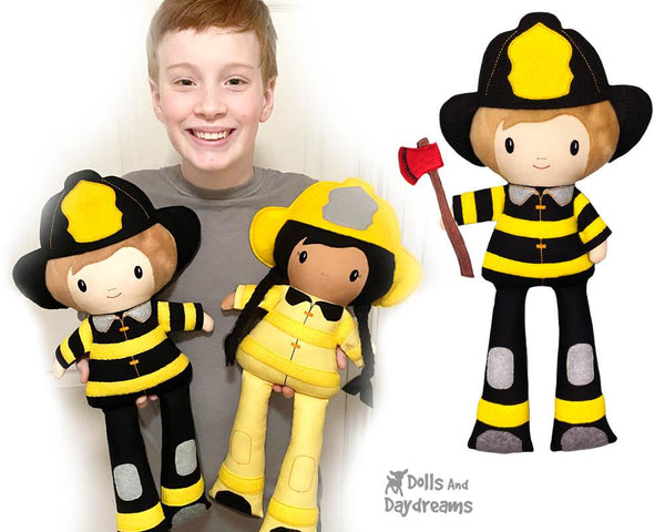 ITH Firefighter Pattern machine embroidery fireman diy in the hoop doll by dolls and daydreams