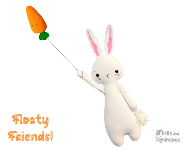 ITH Floaty Friends Bunny Rabbit Pattern plush in the hoop machine embroidery kids soft toy stuffie kawaii DIY childrens softie by dolls and daydreams