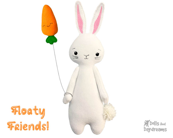 ITH Floaty Friends Bunny Rabbit Pattern plush in the hoop machine embroidery kids soft toy stuffie kawaii DIY softie by dolls and daydreams