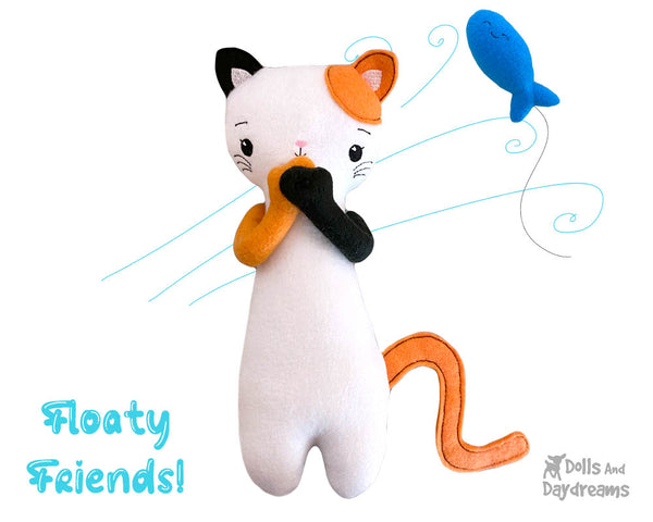 ITH Floaty Friends Cat Pattern Machine embroidery plushie toy kids kitten softie cute diy  by dolls and daydreams
