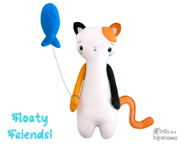 ITH Floaty Friends Cat Pattern Machine embroidery plush toy kids kitten softie cute diy  by dolls and daydreams