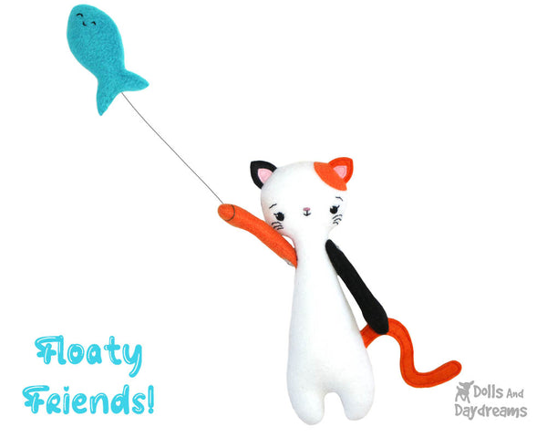 Floaty Friends Kitty Cat PDF Sewing Pattern plush soft toy kids stuff toy DIY softie by dolls and daydreams
