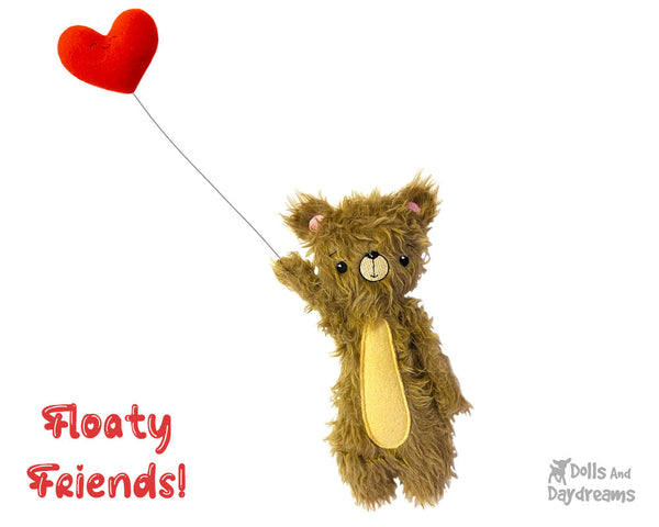 ITH Floaty Friends Teddy Bear Pattern plush in the hoop machine embroidery childrens soft toy stuffie DIY cute softie by dolls and daydreams