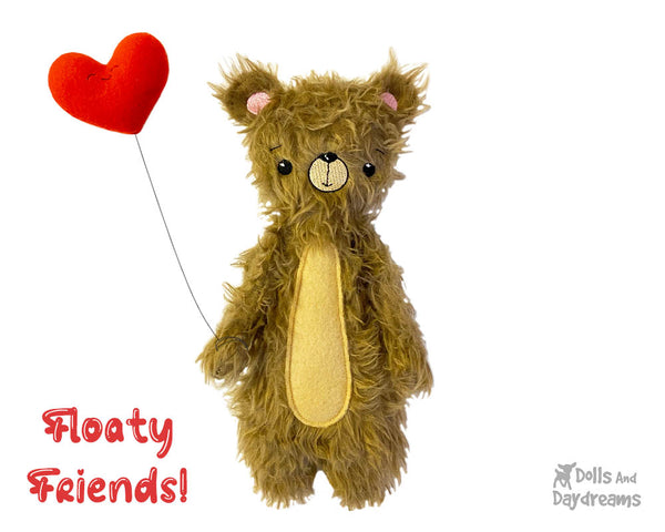 ITH Floaty Friends Teddy Bear Pattern plush in the hoop machine embroidery kids soft toy stuffie kawaii DIY softie by dolls and daydreams