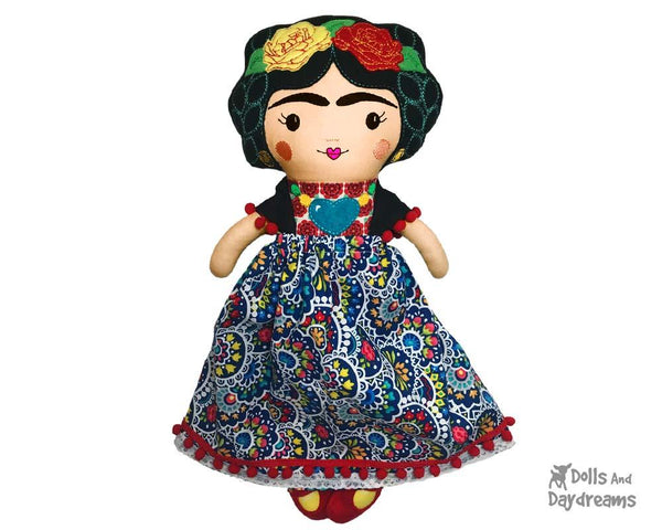 ITH Machine Embroidery Mexican Folk Art Doll Pattern by Dolls And Daydreams DIY cloth toy for kids
