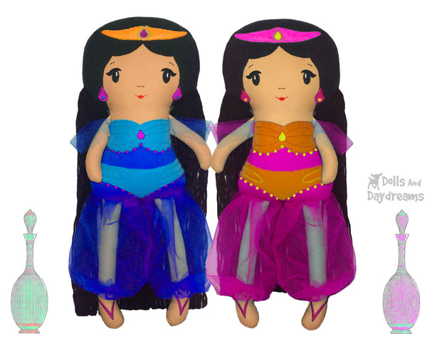 ITH Genie Princess Jasmine doll Pattern In the Hoop machine embroidery doll by dolls and daydreams